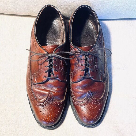 O'Sullivan vintage brown wingtip lace up shoes Mens 9 1/2 classic luxury - Picture 1 of 9